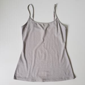 Express Silver Metallic Knit Cami Tank Top Scoop Neck Spaghetti Strap Fairy Glam